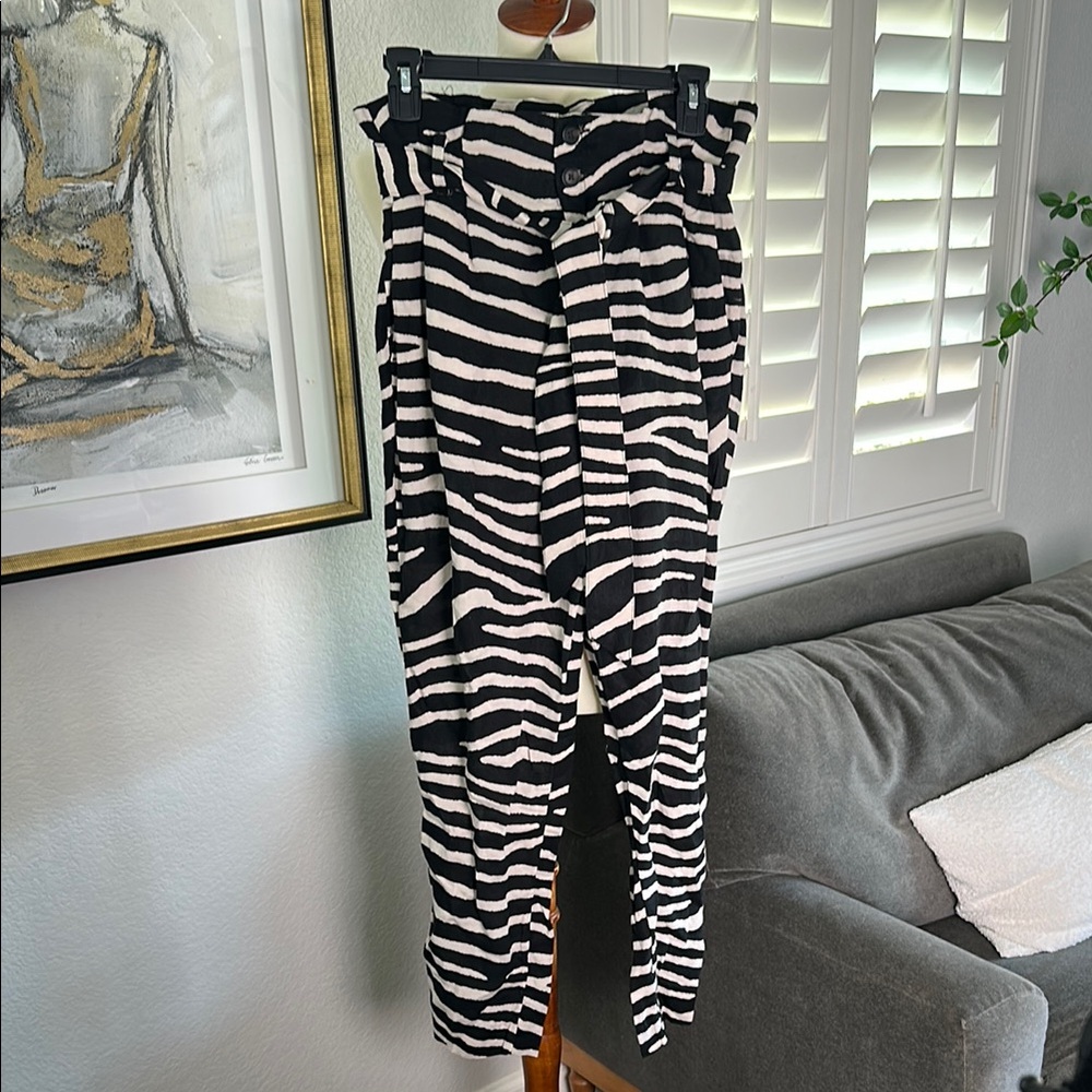 H&M Zebra Print Black and White Striped Trousers Comfortable Fit